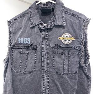 Harley Davidson Black Denim Vest Great Condition